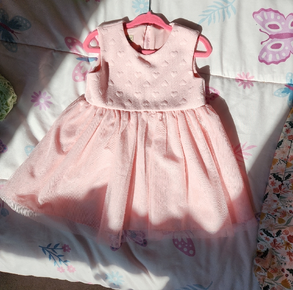Pink Sleeveless A-Line Sundress with Crew Neck
